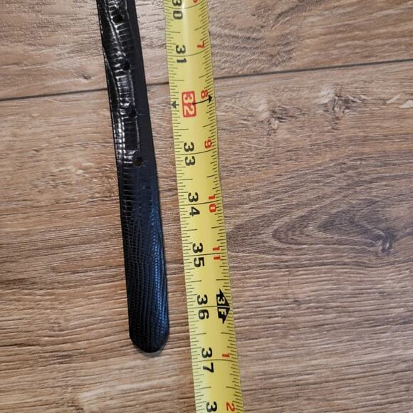 Vintage Golf Belts Women's Italian Leather Sz Small Black & Clear Gold Hardware - Picture 8 of 14